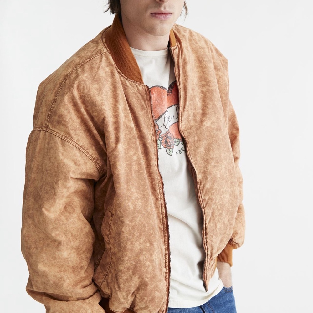 BDG Slouchy Washed Bomber Jacket - UO